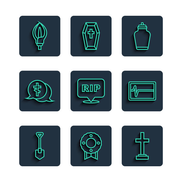 设线铲纪念花圈墓与十字架图片下载