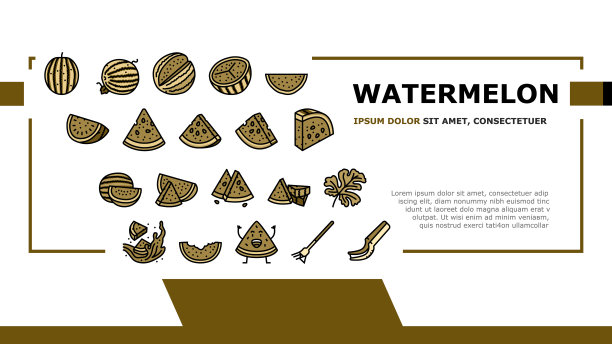 西瓜夏季水果片落地头矢量图片下载