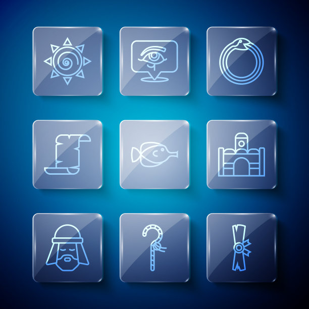 套线埃及男子弯曲纸莎草卷轴图片下载