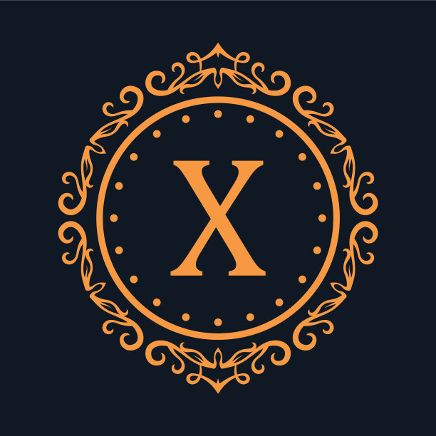 X皇家标志的标志孤立在丰富的深蓝色图片下载