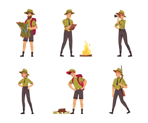 男女作为公园护林员或森林护林员图片下载