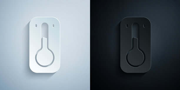 剪纸咖啡温度计图标孤立的灰色图片下载