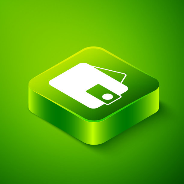 等距钱包图标孤立在绿色背景图片下载