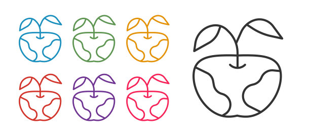 设置行苹果图标隔离在白色背景上图片下载