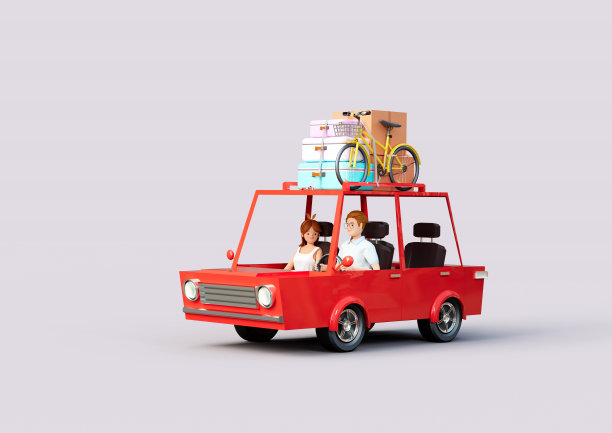 周末开车，准备旅行，搬家。一对夫妇坐在车里。图片下载