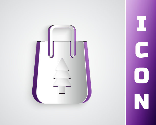 剪纸圣诞纸购物袋图标图片下载