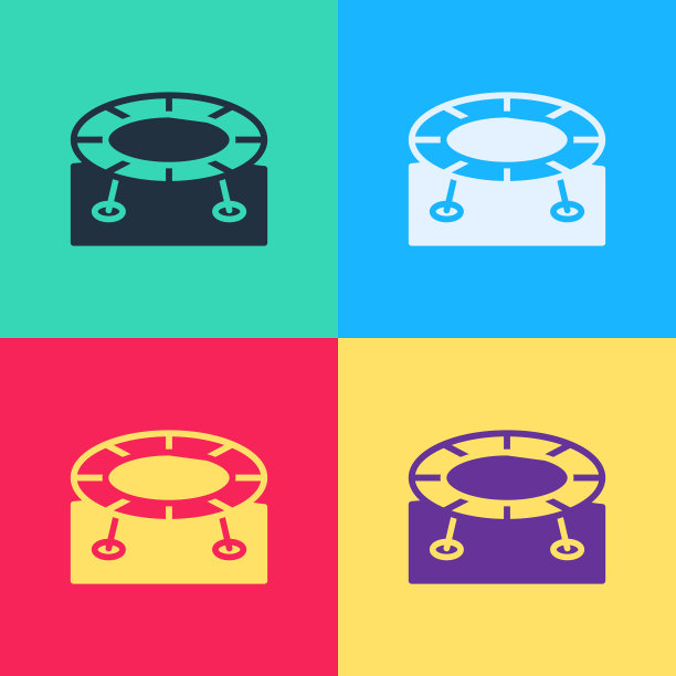 波普艺术蹦床图标孤立在色彩上图片下载