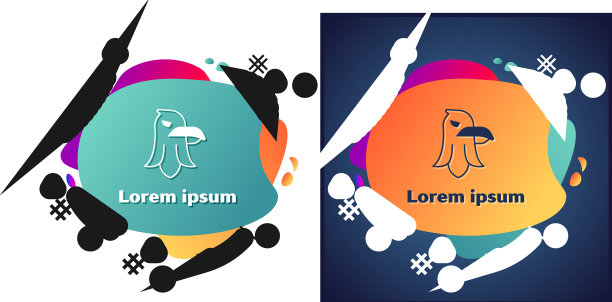 白鹰图标孤立在白色和蓝色上图片下载