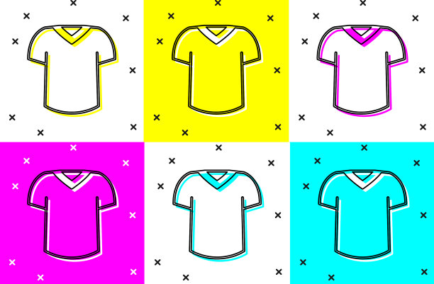 设置t恤图标隔离在颜色背景上图片下载