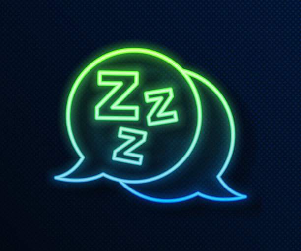 发光的霓虹灯线昏昏欲睡的图标孤立在蓝色图片下载