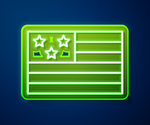 发光的霓虹灯线隔离在美国国旗图标上图片下载