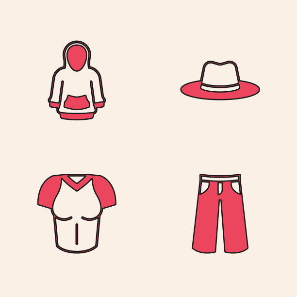 套裤子帽衫男子帽子和t恤图标图片下载