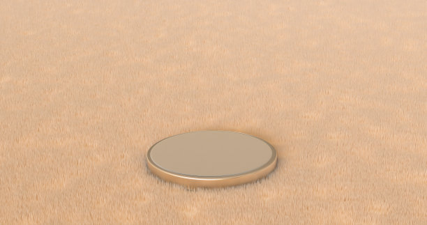 毛皮地毯上的特殊金属平台。三维演示图片下载