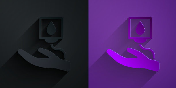 剪纸献血图标隔离在黑色上图片下载