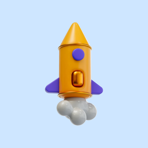 卡通看火箭发射图标3d渲染概念飞行空间图片下载