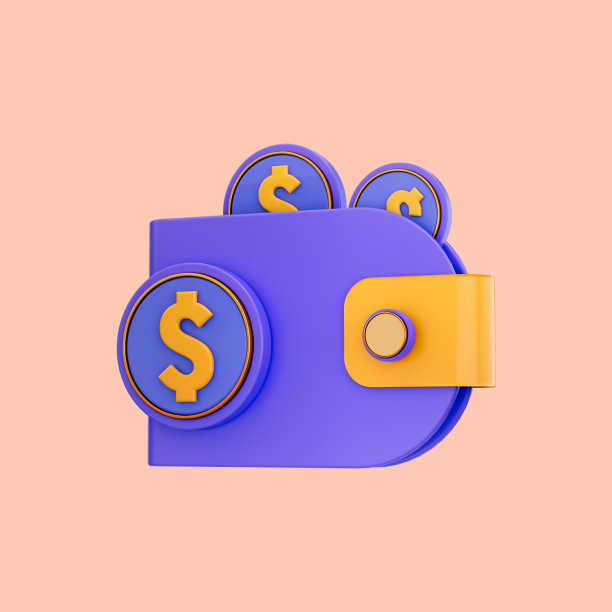 钱包图标3d渲染概念束现金和浮动的硬币图片下载