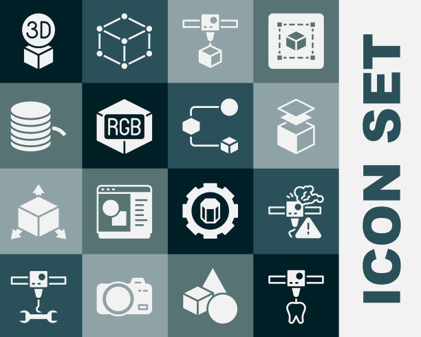 设置3d打印机牙齿警告图层立方体RGB图片下载