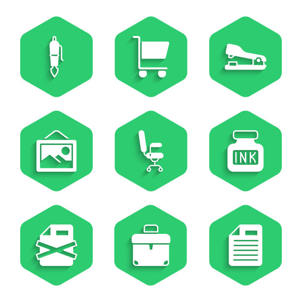 设置办公椅、公文包、文件图片下载