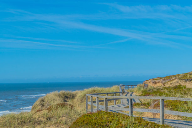 穿过沙丘景观的木栈道，德国图片下载