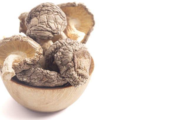 整个干香菇分离在白色背景图片下载