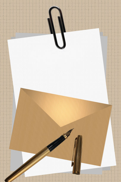 邮寄信封、空白页和自来水笔图片下载