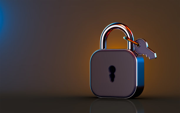 锁和键图标上的黑暗背景3d渲染概念的保护图片下载