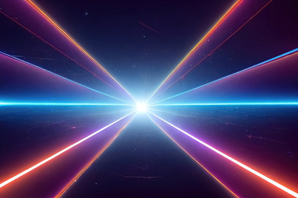 现代的未来主义地下停车场，走廊，仓库照明。一个空的舞台，一个房间在不同颜色的霓虹灯与明亮的光束。未来的设计背景。三维演示图片下载