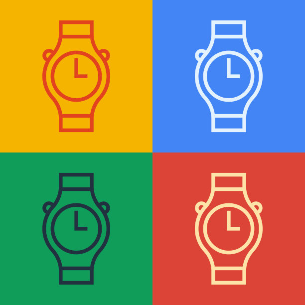 波普艺术线腕表图标隔离上的色彩图片下载