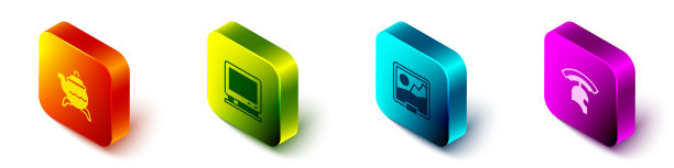 设置等距经典茶壶复古电视画面图片下载