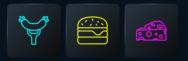 把香肠放在叉子上，奶酪和汉堡图片下载