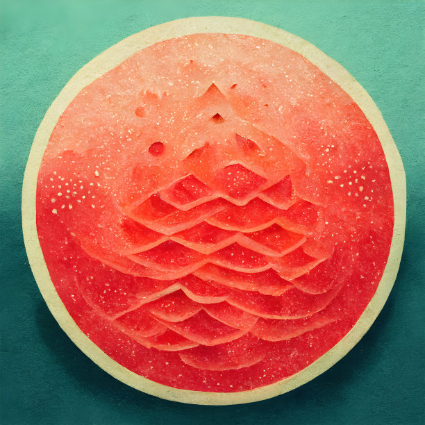 插图的半个西瓜在垃圾的背景。西瓜切片。简约时尚，扁平风格的设计。图片下载