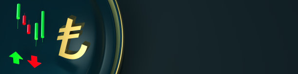 土耳其里拉符号和一个程式化的烛台图表在绿色背景上。金融市场、外汇、投资的概念。三维渲染图片下载