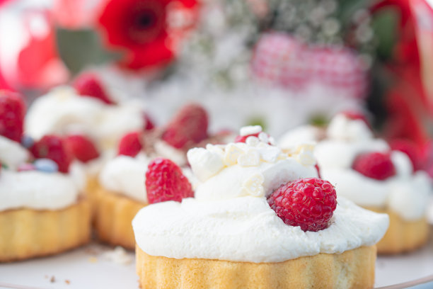 覆盆子饼干奶油甜点，覆盆子甜品，蛋糕，布朗尼图片下载