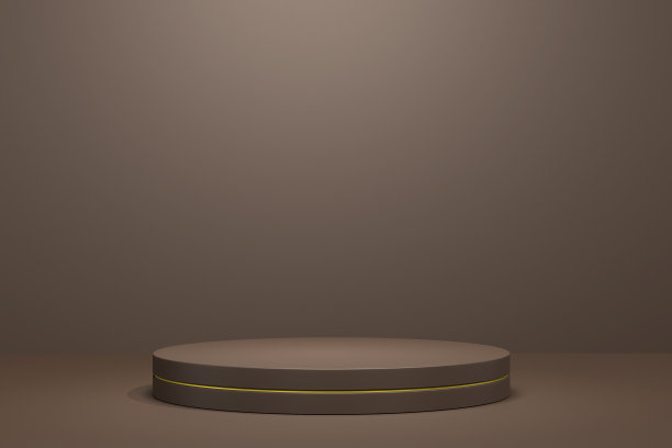 3 d演示。模型讲台，几何抽象组成的产品或广告的棕色背景。三维渲染图片下载
