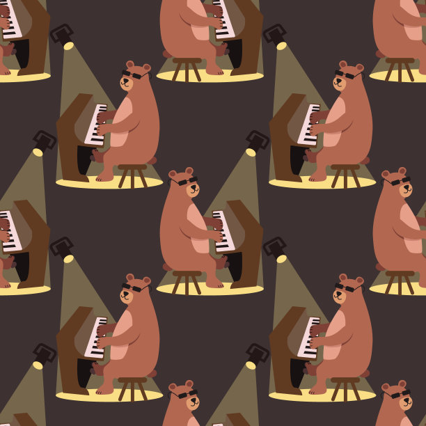 熊是演奏爵士乐的音乐家。矢量图图片下载