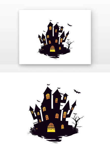 万圣节城堡剪影元素图片下载