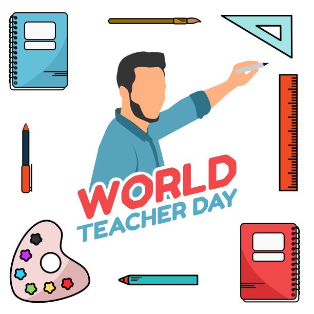 世界教师节矢量插图。适合制作贺卡、海报、横幅。图片下载