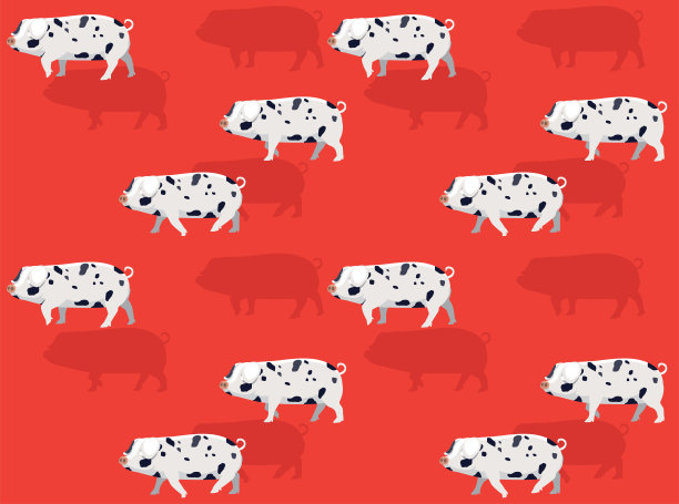 动物猪格洛斯特老斑点行走无缝墙纸背景图片下载