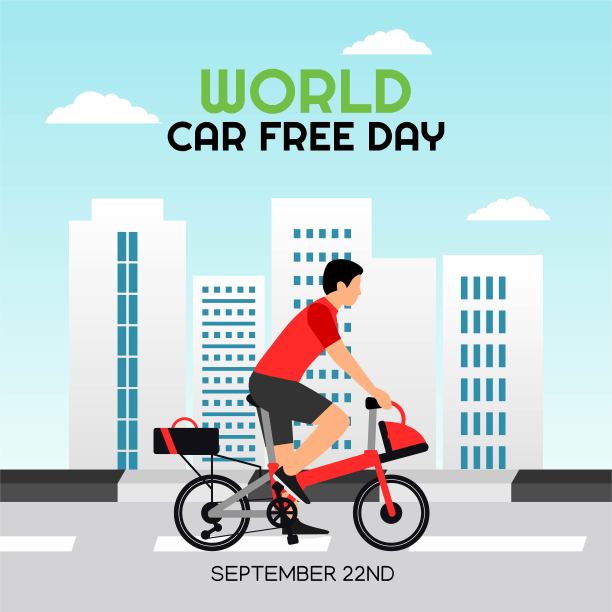 世界无车日矢量插图。适合制作贺卡、海报、横幅。图片下载