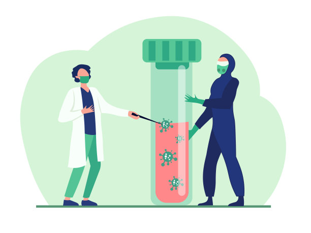 合成图片医生烧瓶实验室助理蓝色背景图片下载