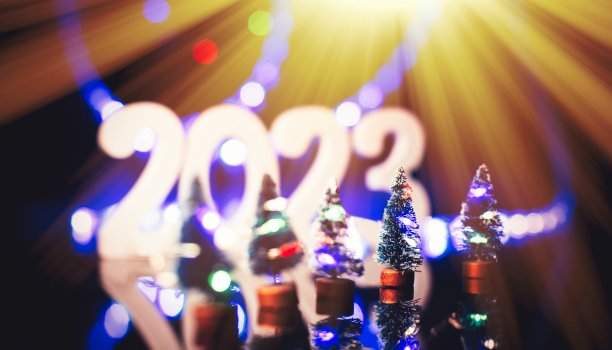 圣诞快乐，新年快乐，圣诞作文。庆祝的概念。优雅的圣诞树在玻璃罐装饰。图片下载