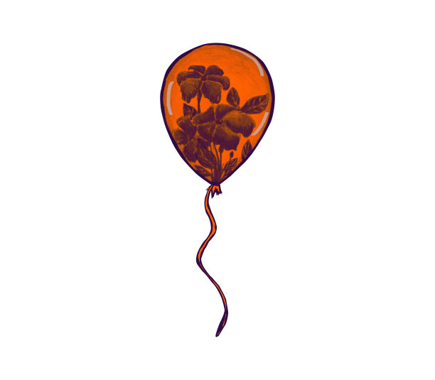 水彩节日气球，橙色花朵为您设计与世隔绝，复古风格图片下载