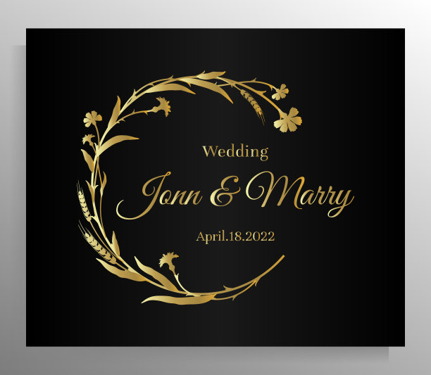 复古婚礼邀请函设计。图片下载