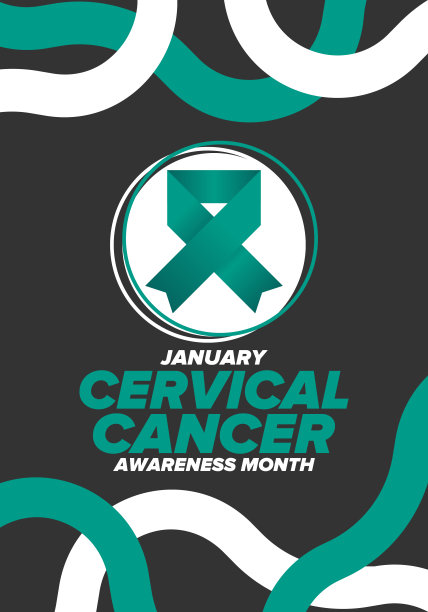 子宫颈癌关注月。每年1月庆祝。医疗保健的女人。女孩团结。癌症预防。女性疾病。医疗保健的概念。海报，横幅和背景。向量图片下载