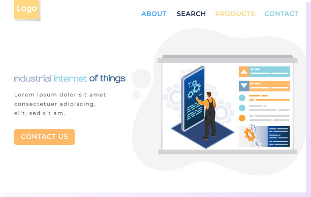 工业物联网登陆页面模板。工程师用应用程序控制设备图片下载