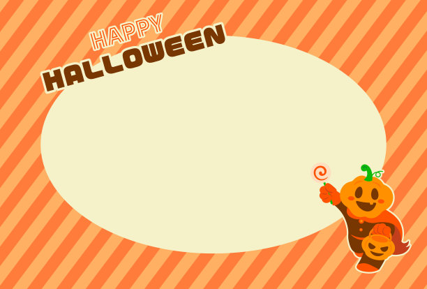 万圣节的明信片,框架。可爱的微笑南瓜灯和糖果。图片下载