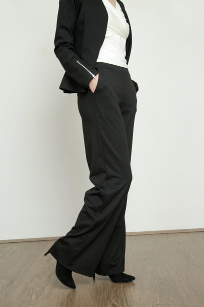 系列工作室照片的年轻女模特穿着休闲商务装。图片下载