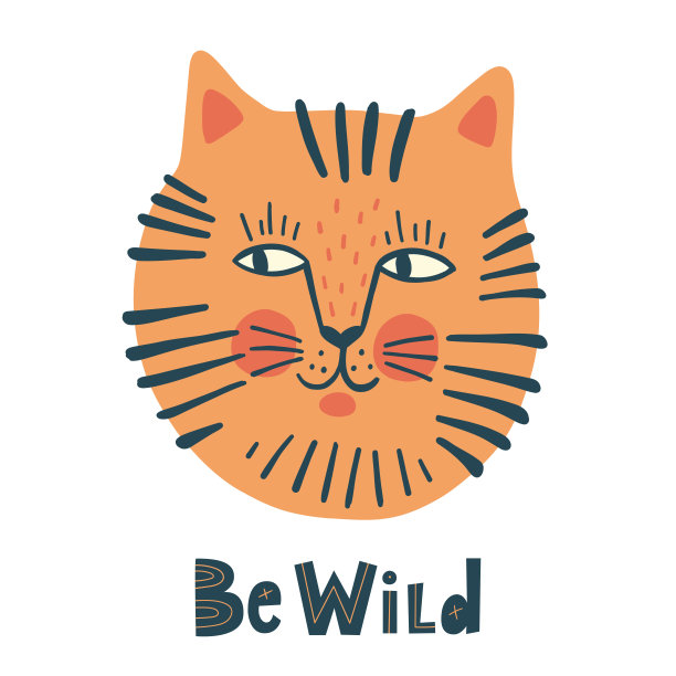 有趣的老虎用手画字母。儿童矢量动物插画。可爱的涂鸦的动物。白色背景上的孤立对象。适合做海报，t恤，明信片。图片下载