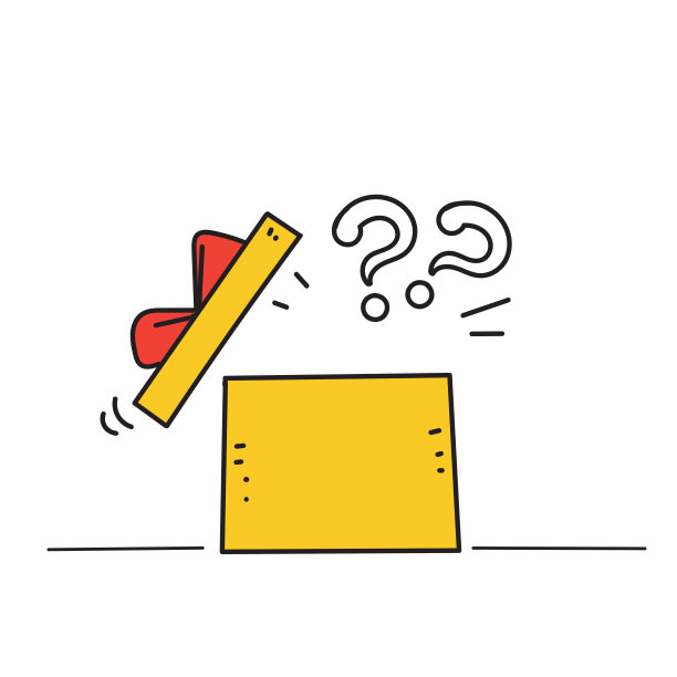 手绘涂鸦礼盒与问号插图图标图片下载