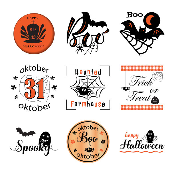 农舍万圣节派对标志。为万圣节。矢量插图。图片下载